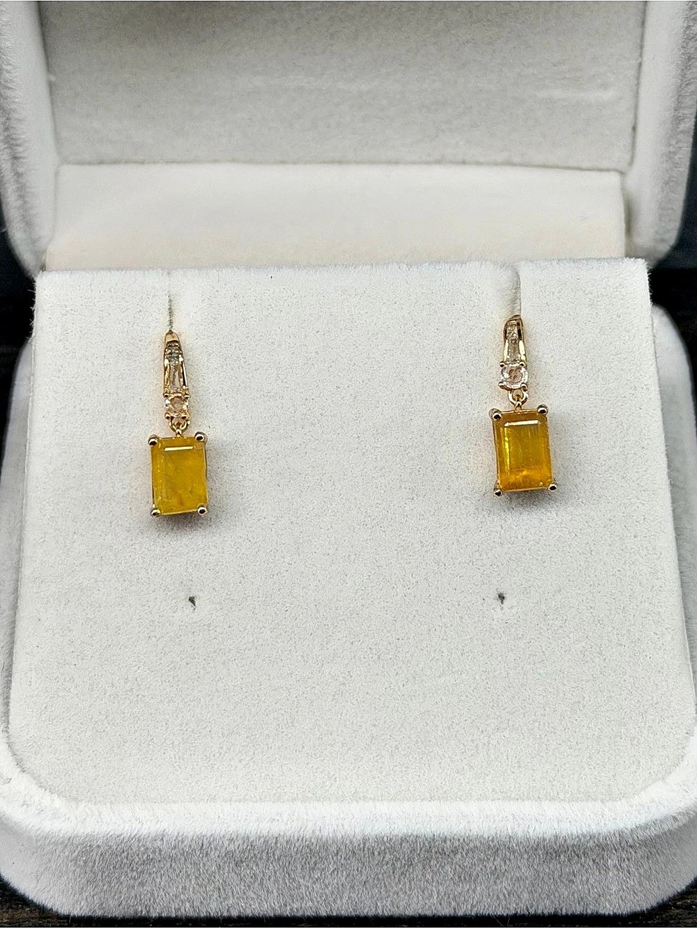 Stunning Natural Yellow Sapphire 1.40CT Drop Earrings 18K Rose Gold Plated 925SS